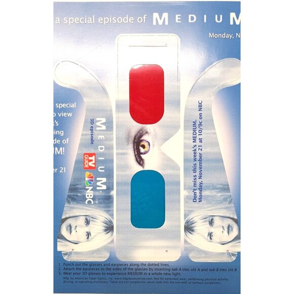 Patricia Arquette Medium TV Show 3D Glasses Promo November 2005 Episode Lot Of 2 - Picture 3 of 7